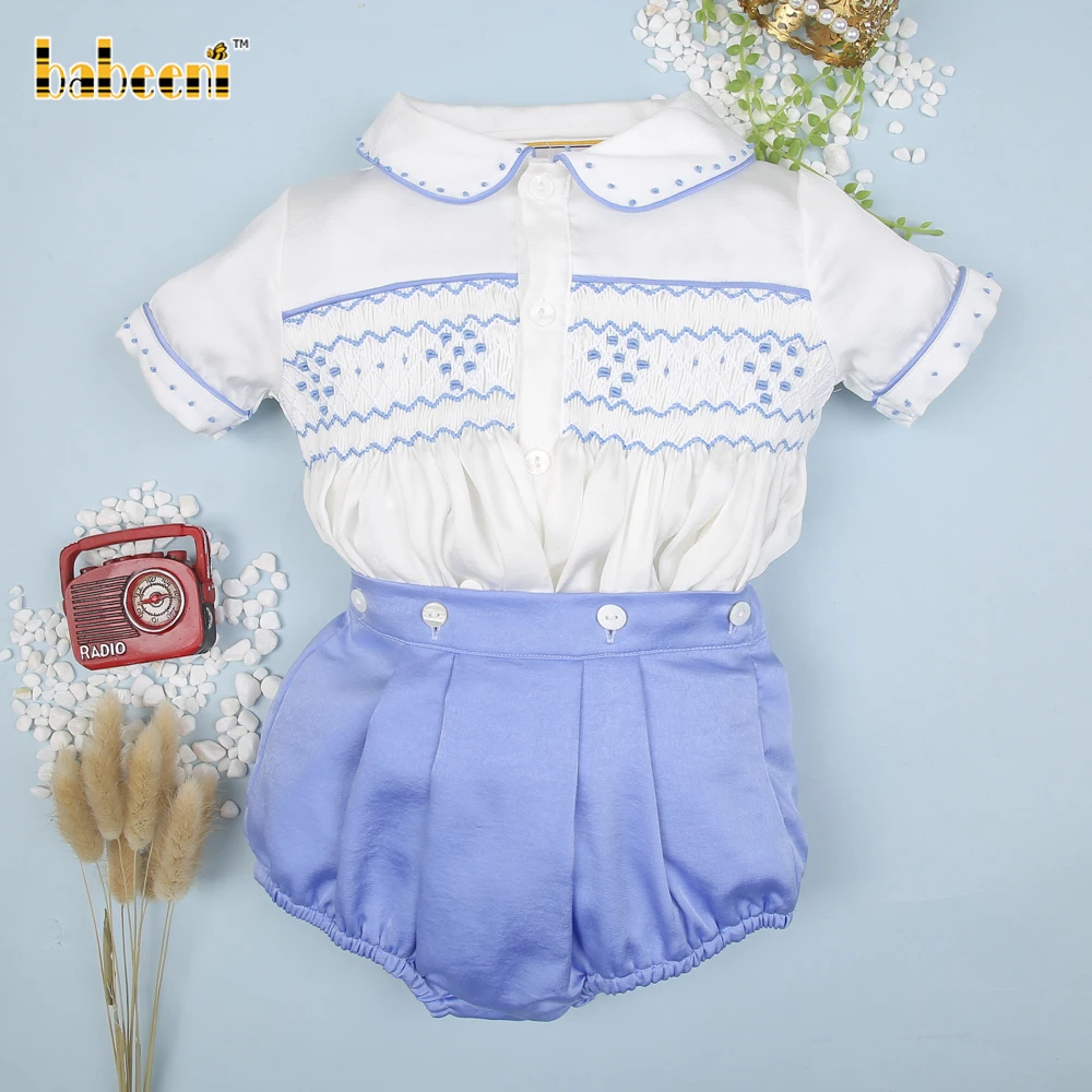 Cute Geometric smocking set for little boys - BC887