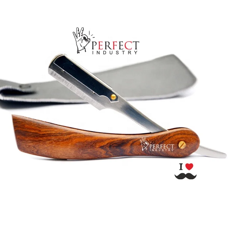 Professional razor with wooden handle / Personal Care 2022 Stylish private logo shaving Razor / Barber Straight Razor with case