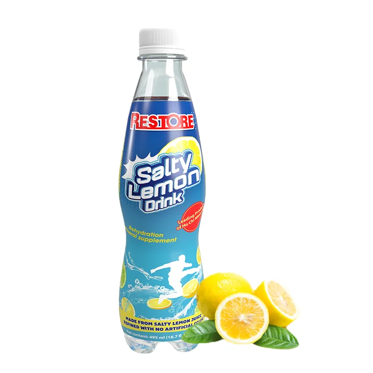 Custom Sticker Salty Lemon Juice Bottle 495ml Natural Fermented Refined With No Artificial Color Carbonated Soft Drinks