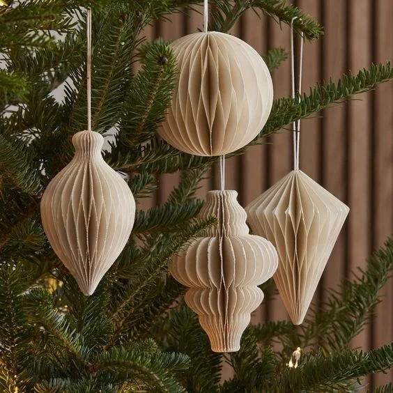 Thick paper honeycomb Christmas Ornaments Paper Baubles Christmas Tree Ornaments Window Display for Xmas
