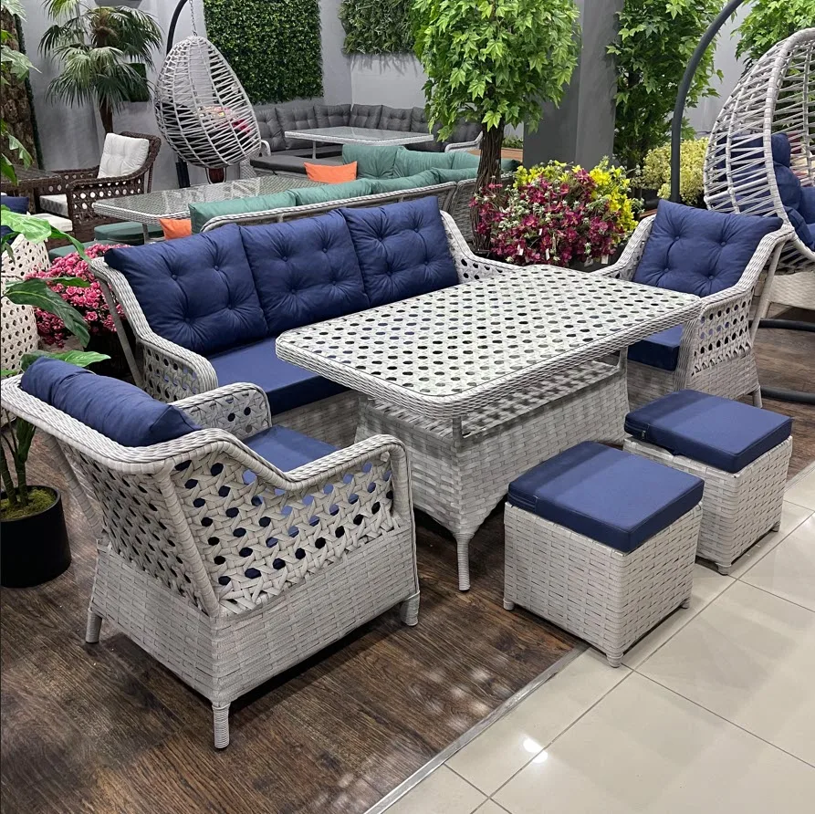 Rattan Garden Furniture Sofa Set with Rattan Sofa and Table Rattan Dining Furniture Set for Patio Outdoor Furniture
