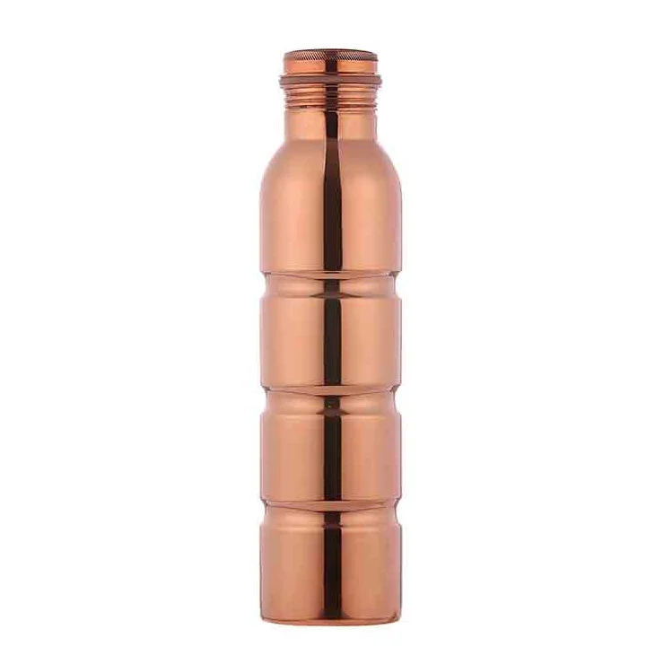 Quality Assured 1000ml Pure Copper Water Bottle High Thermal Insulation Seamless Plain Designed Glass Lid Gym Drinkware Sale
