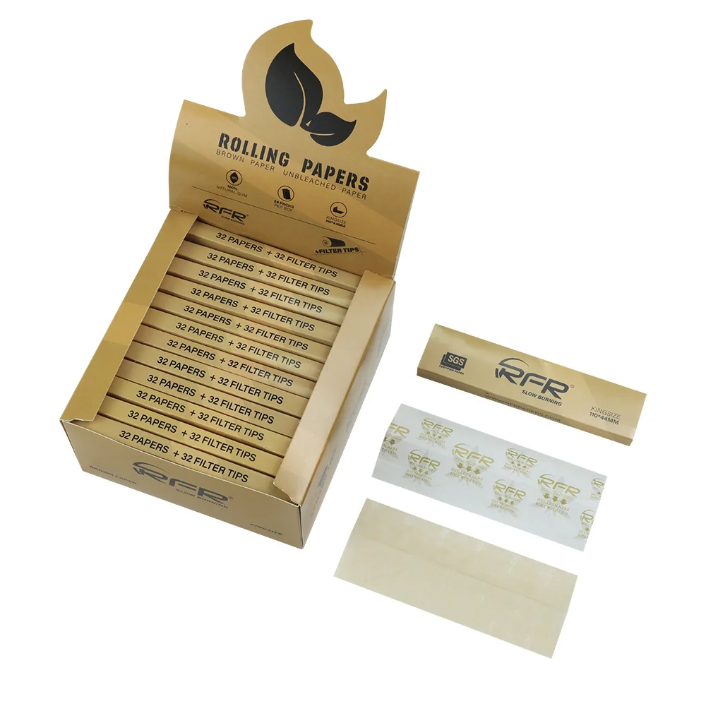 RFR king size rolling paper Brown paper with filter tips