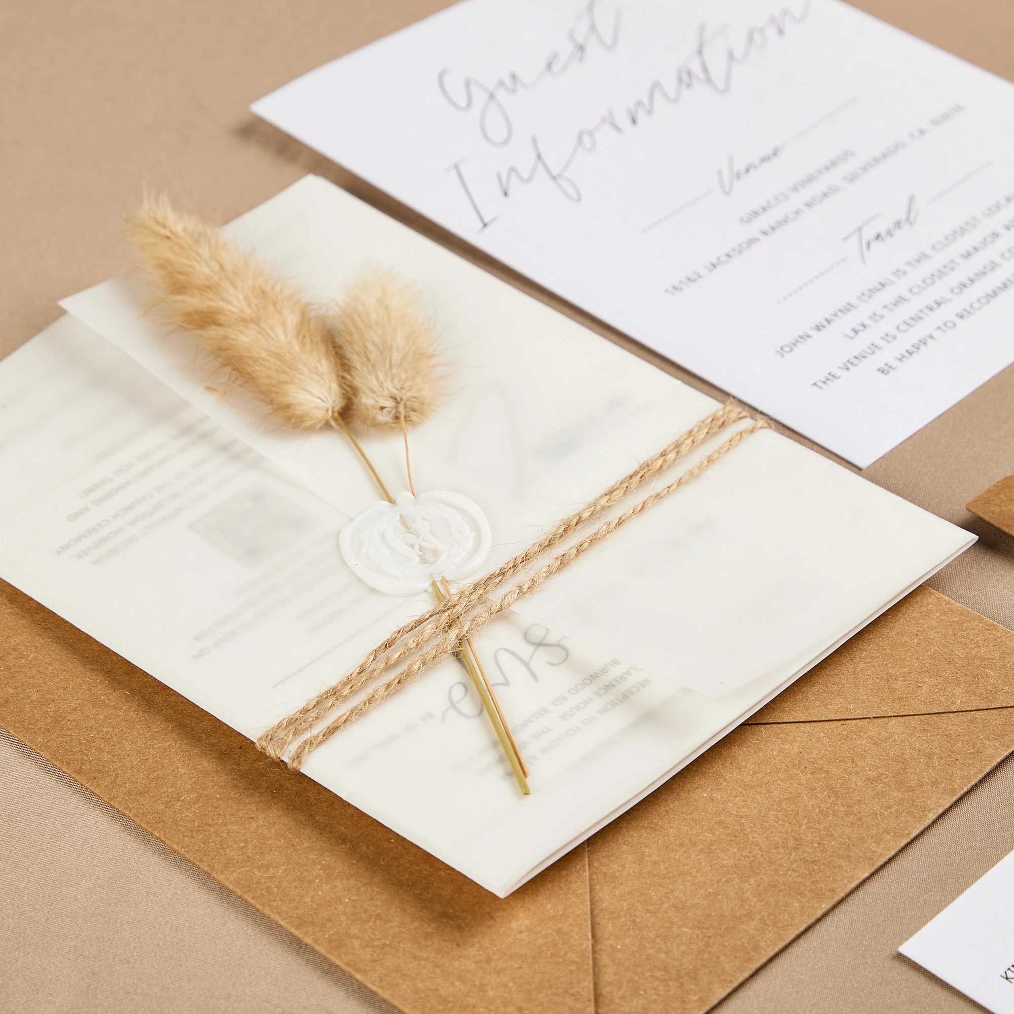 Luxury Modern Vellum Envelope for Wedding Invitation Bunny Tails Wedding Invitation Samples Wedding Invitation Card
