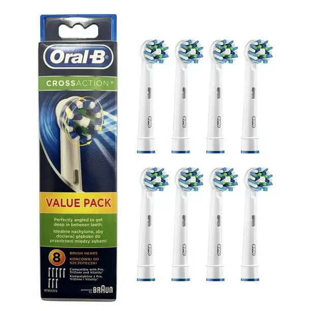 Braun Oral B CROSS ACTION Replacement Electric Toothbrush Heads 4 Pack Loose