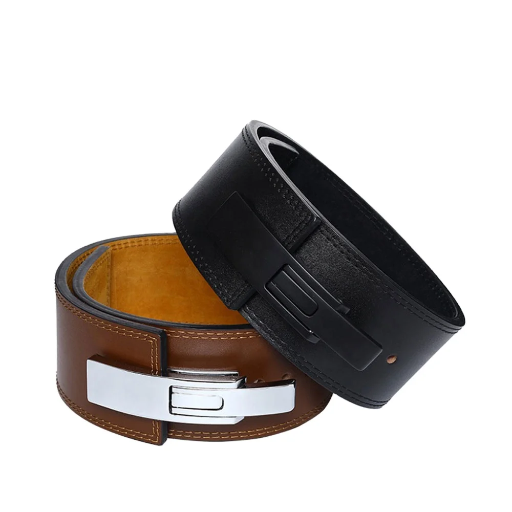 Wholesale custom design weight belts for weightlifting home gym equipment infinitely variable adjustment leather belt