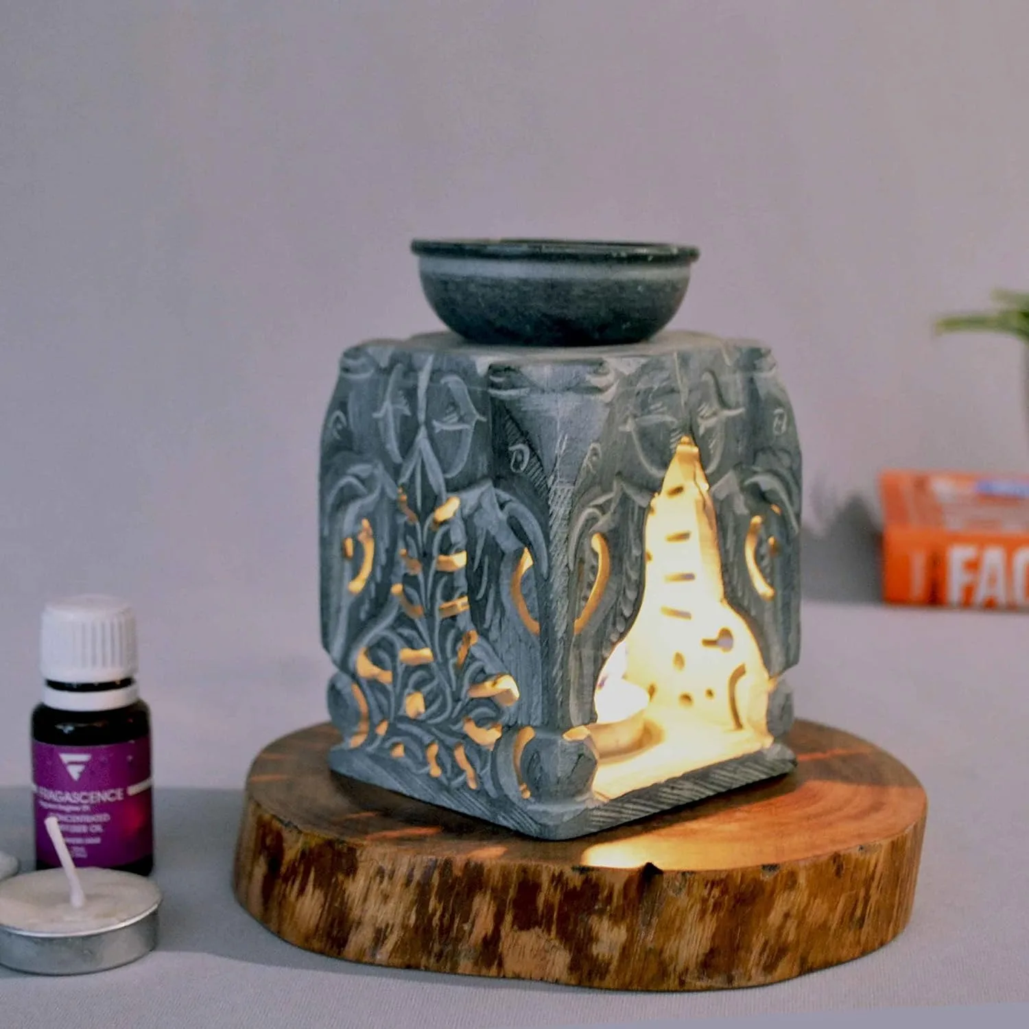 Soapstone Aroma Diffuser Marble Aroma Burner grey carving work