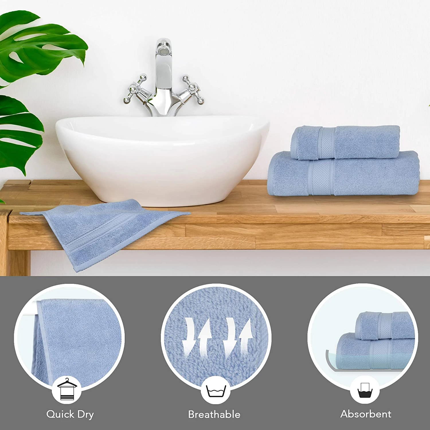 Wholesale 600 GSM High Quality Towel Set 100%  Cotton Towels Customized Large Thick Pack of 6 Towels for Hotels, salon and Spa