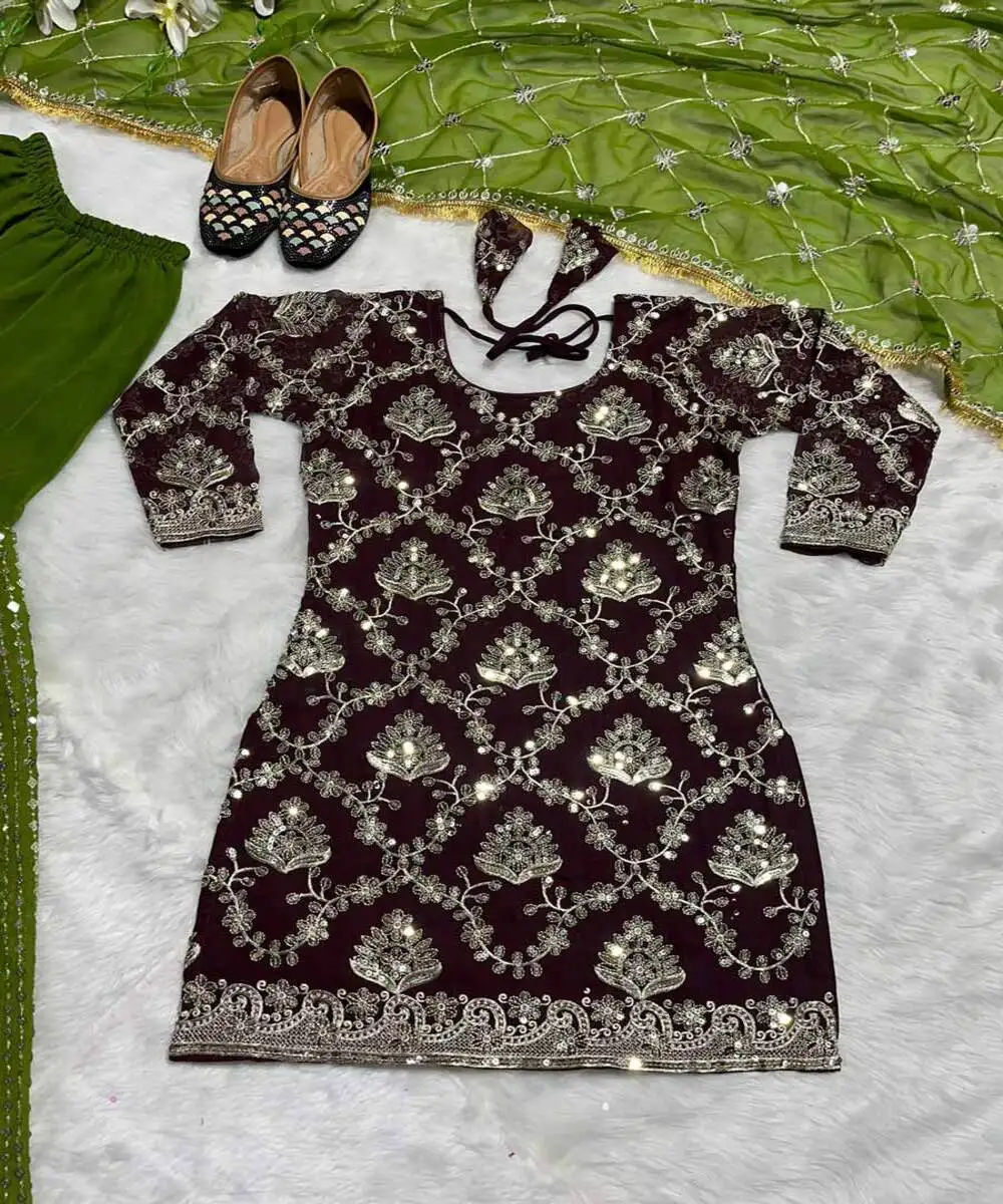 Bollywood style new attractive rich look unstitched embroidery work regular sleeve boat neck salwar suit with kameez