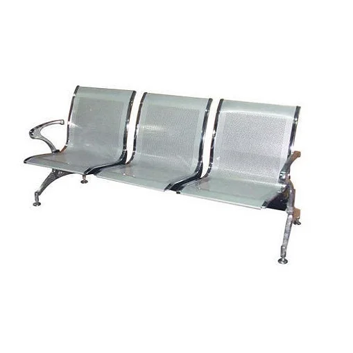 Long Durable Silver Finished Hospital Three Seater Chrome Chair Stainless Steel Patient Sitting Chair At Lowest Price