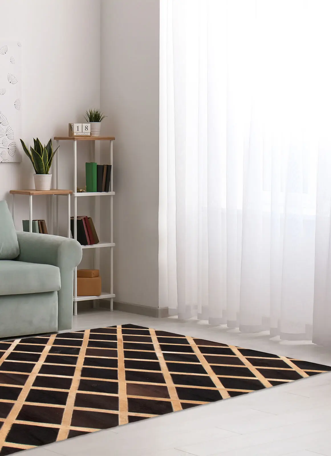 Designer Hair On Cowhide Patchwork Rug Floor Handcrafted Leather Area Rugs For Home Decoration