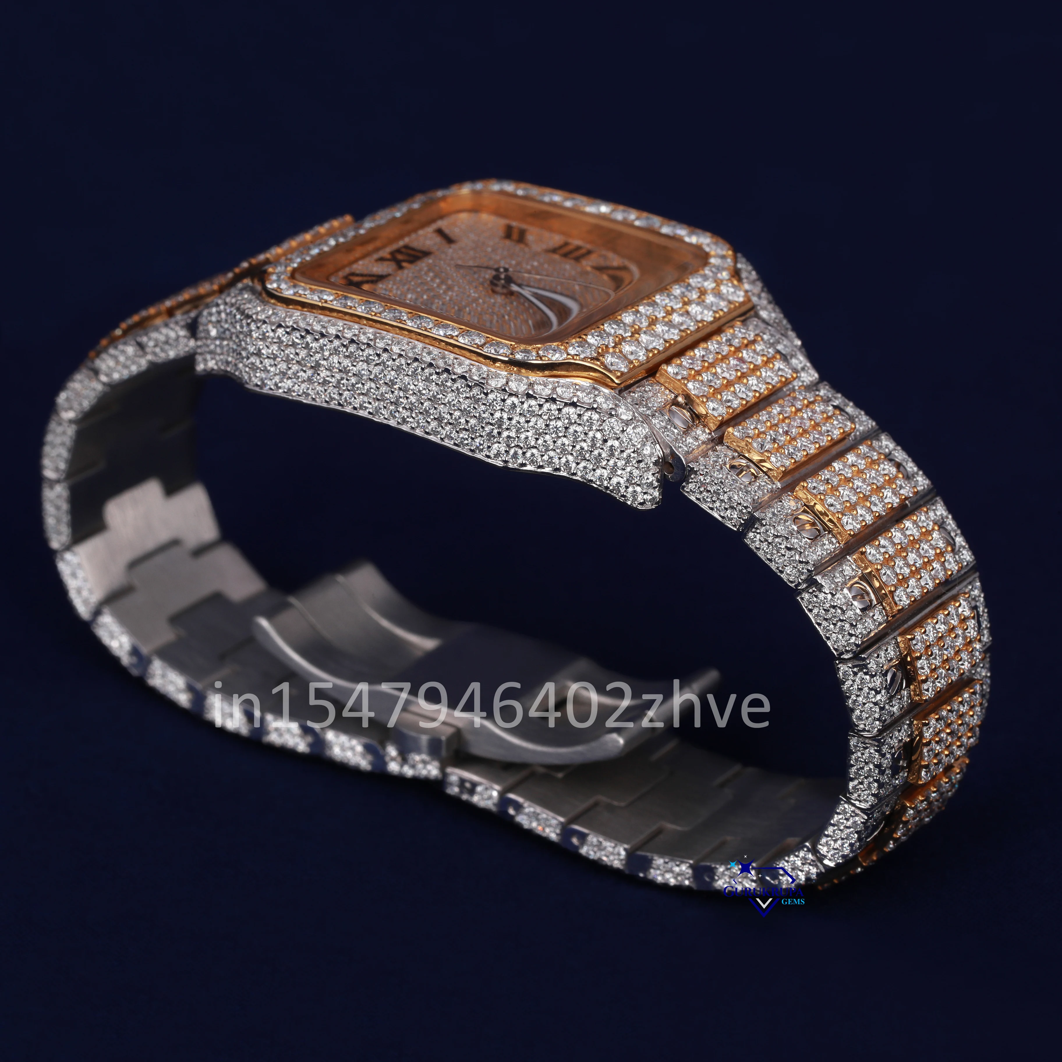 Stunning watch with natural diamonds roman numerals vvs clarity and a stainless steel frame exudes luxurious elegance