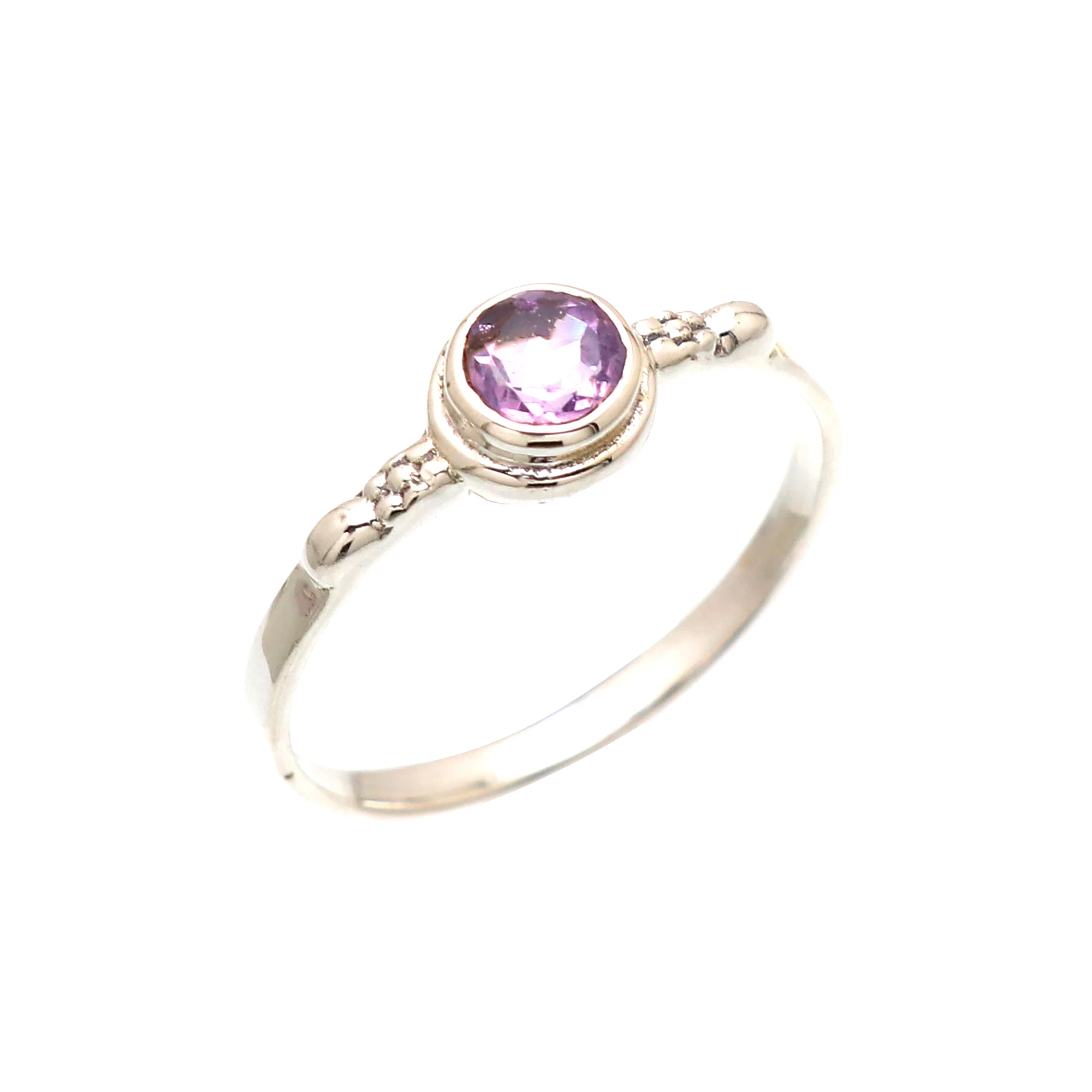 Wholesale Natural 925 Sterling Silver Ring Handmade Birthstone Wedding Gift Mom Wife-Amber Amethyst Garnet Iolite Citrine Pearl