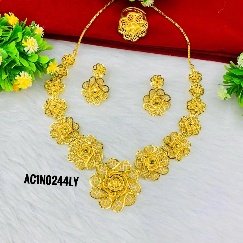 Один Грамм позолоченных ювелирных украшений ожерелье набор для женщин