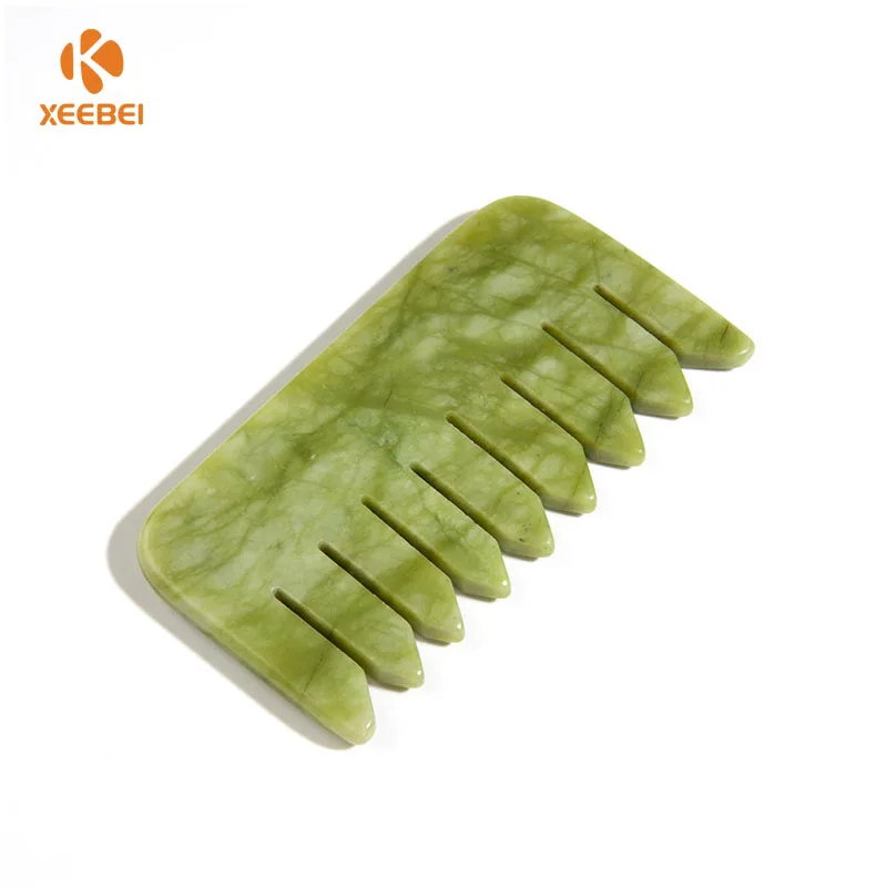 Custom Logo High Quality Rose Quartz Jade Guasha Tools Jade Head Comb For Head Massage