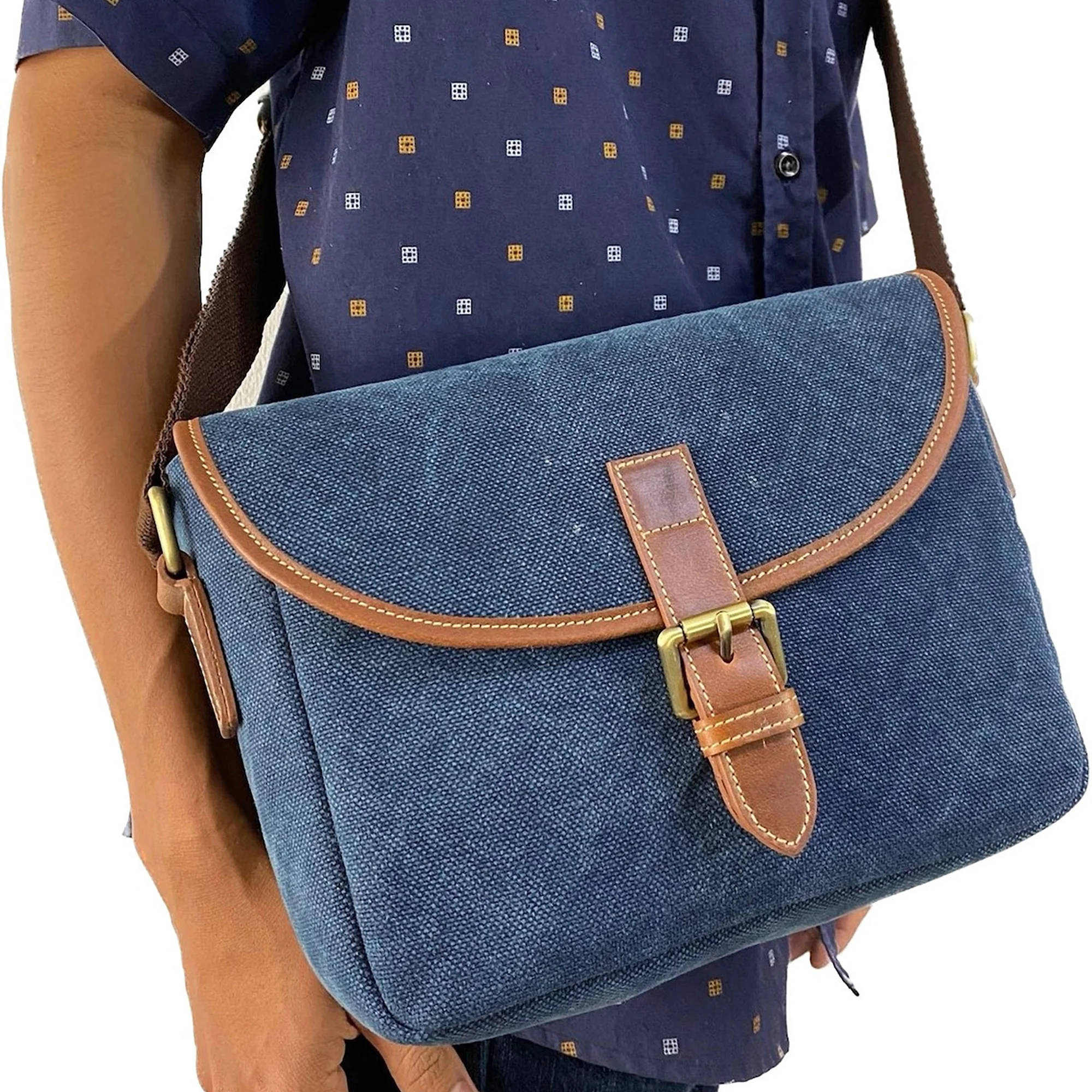 Fashion Stylish Canvas And Leather Camera Bag Classic Cross Strap Eye To Carry Travel Trekking Camera Accessories Shoulder