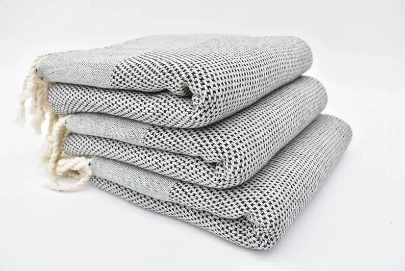 Direct from Producer in Turkey Hasir Black Turkish Cotton Adult Sports Towel for Yacht Gym Yoga Picnic Woven Techniques