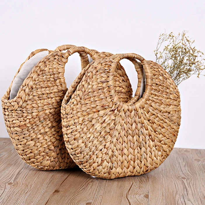 Bulk quantity wholesale eco friendly biodegradable water hyacinth lady bag women handbags shopping bags