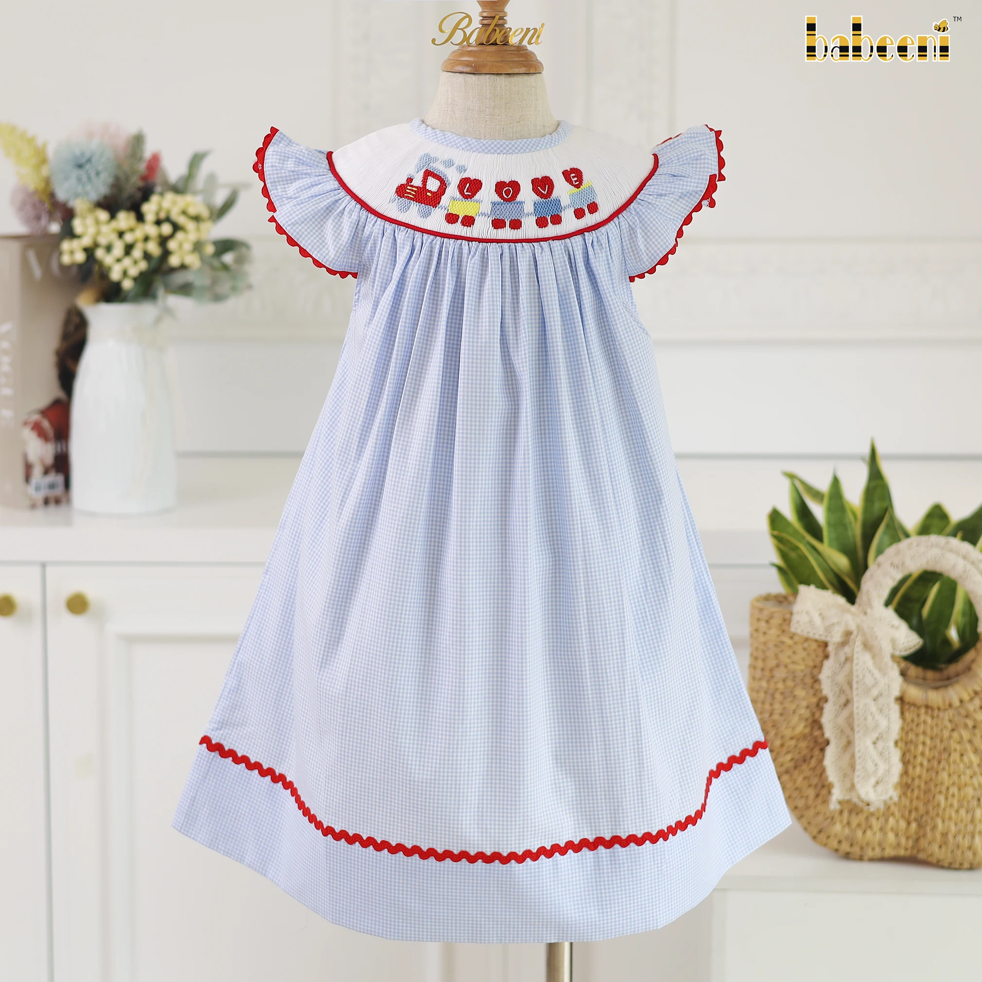 Train of Love hand smocked bishop dress OEM ODM customized hand made embroidery wholesale smocked dresses - BB2823