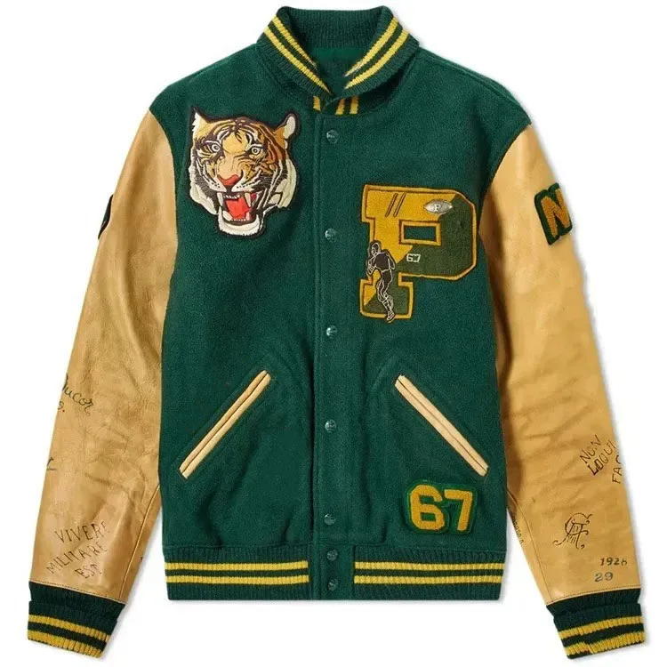 Drop Shoulder Varsity Jacket Oversized Vintage Letter Chenille Embroidery Letterman Varsity Jackets For Men