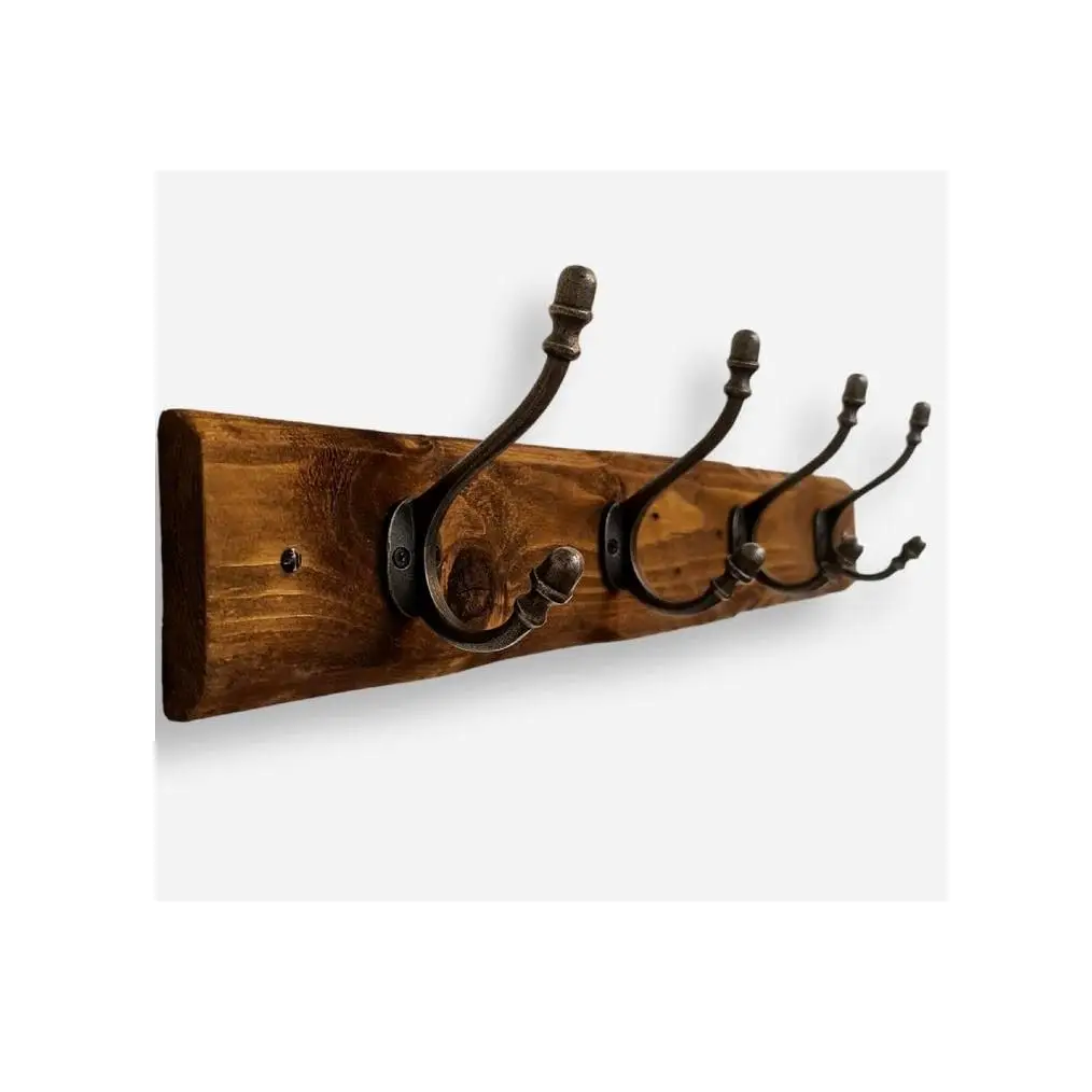 Деревянный настенный крючок с металлическими крючками