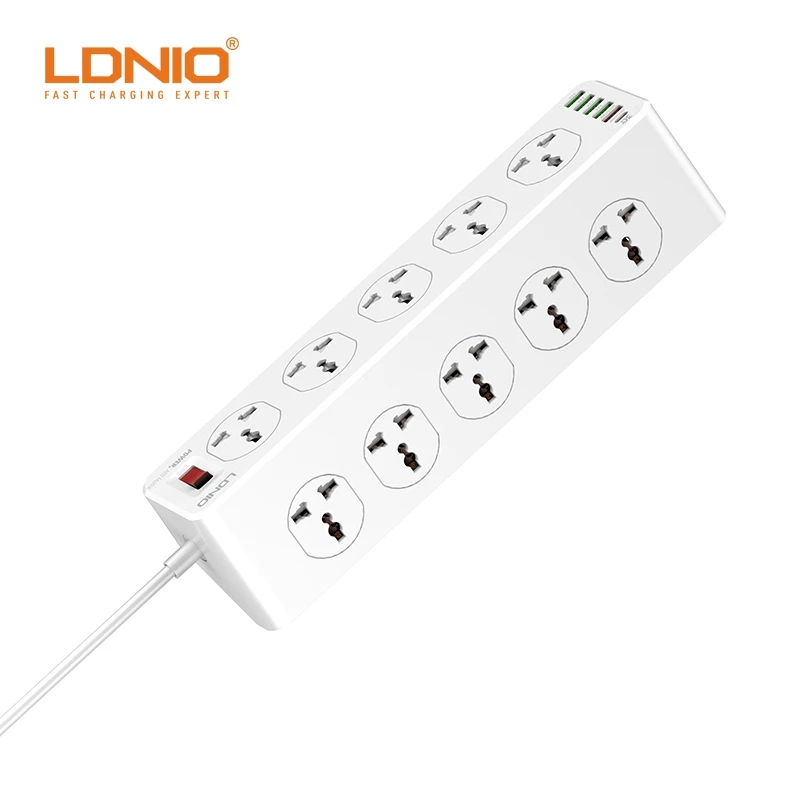Универсальный удлинитель питания LDNIO SC10610 10 разъемов 4USB 2500 Вт