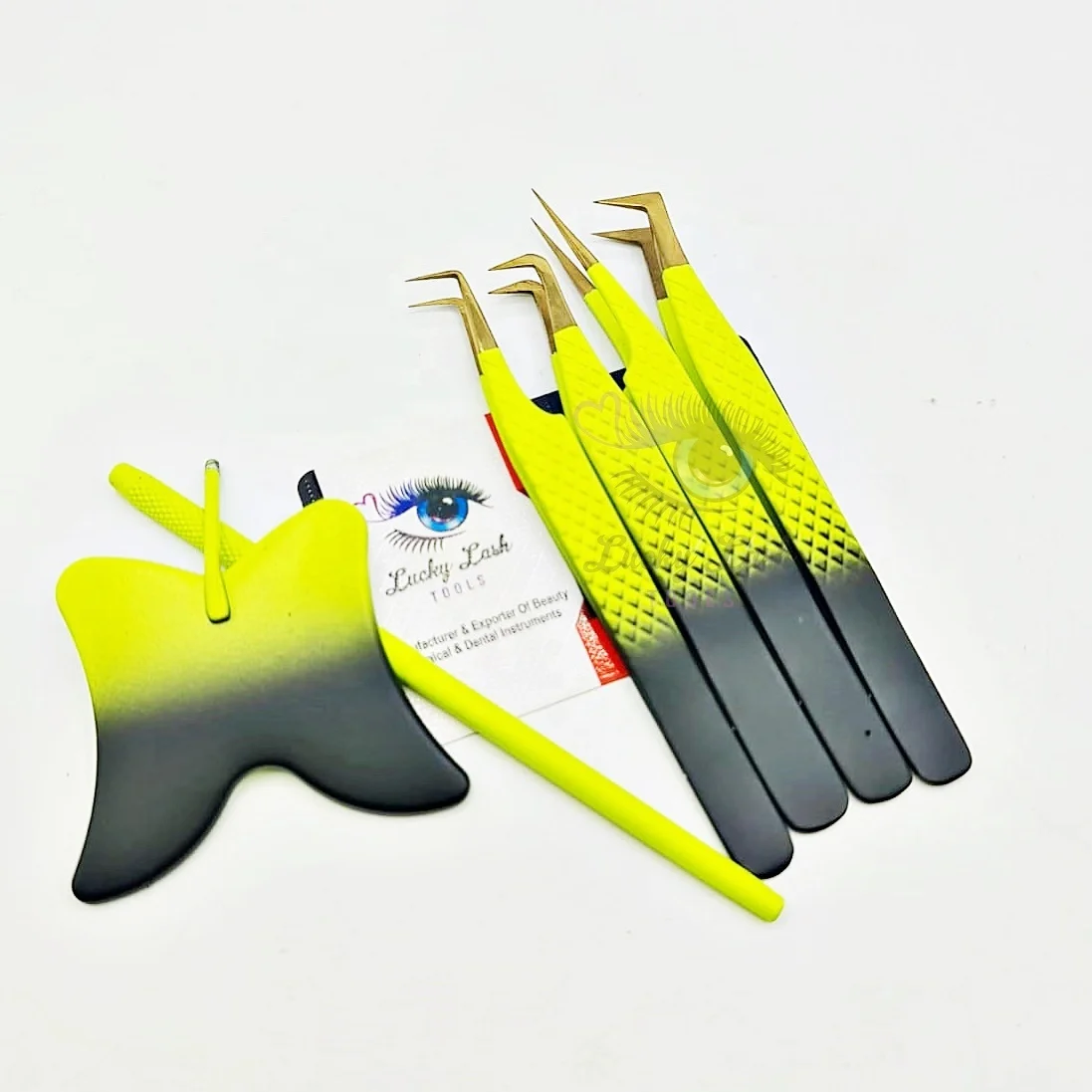 Green And Black Drop Color Combination with Butterfly Shape Mirror Eyelash Extension Tweezers Solid Stainless Steel Customized