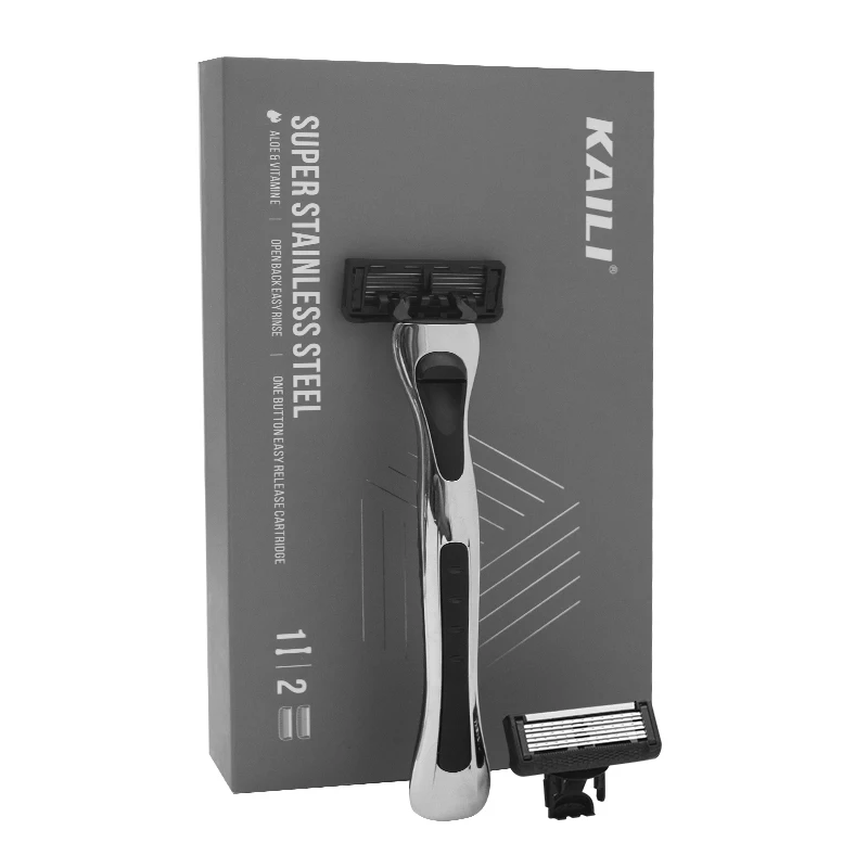 Men shaving spot-welding razor high quality with six blades metal handle system razor
