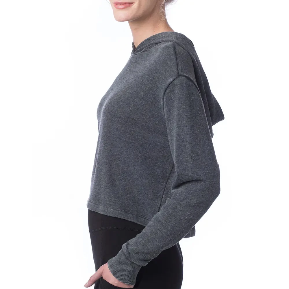 High Quality Cotton French Terry Plain Crop Top Custom Logo Women Hoodies New Fashion Custom Heavyweight crop top Hoodies