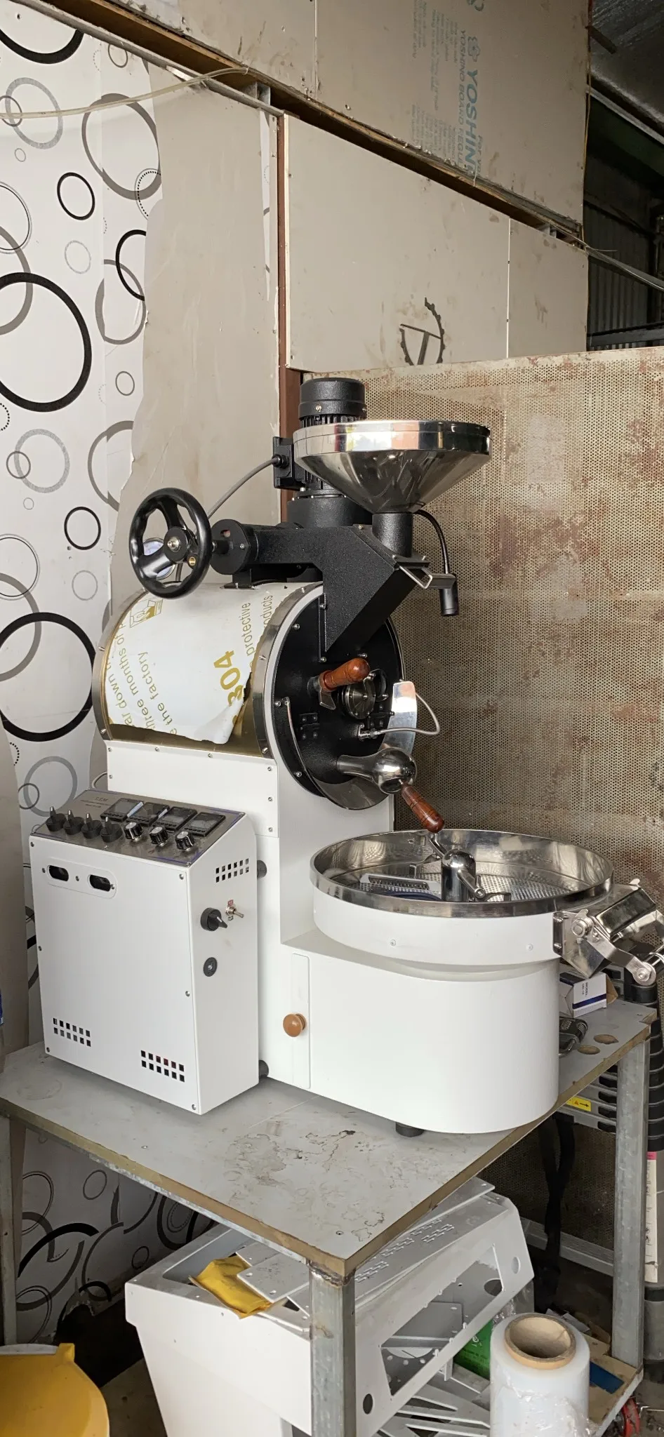 Gas and Electric Automatic Stainless Steel 5kg Hot Air Coffee Roaster with chaff collector Made in Viet Nam