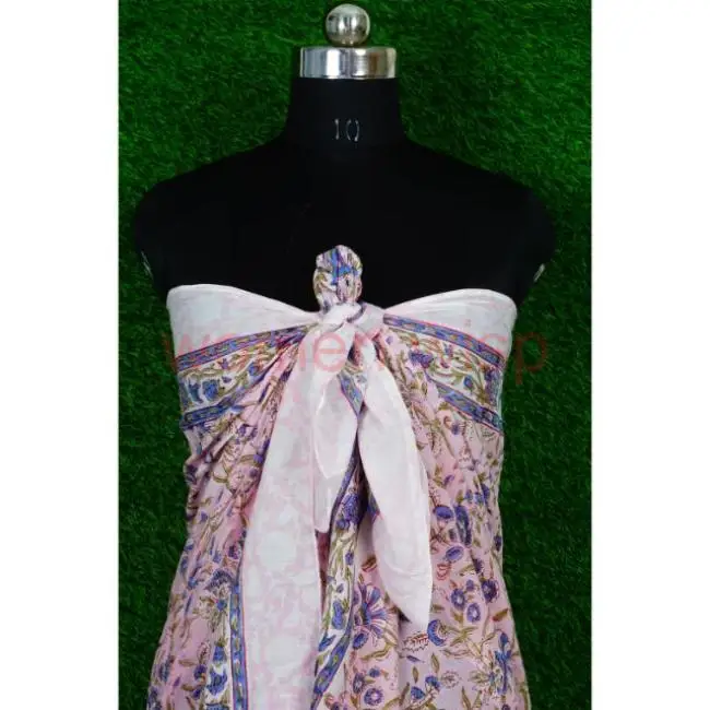 Handblock Printed Cotton Sarong For women Pareo Wrap Beach Wear Party Wear Scarfs Mix Assorted multi color Designs cover ups