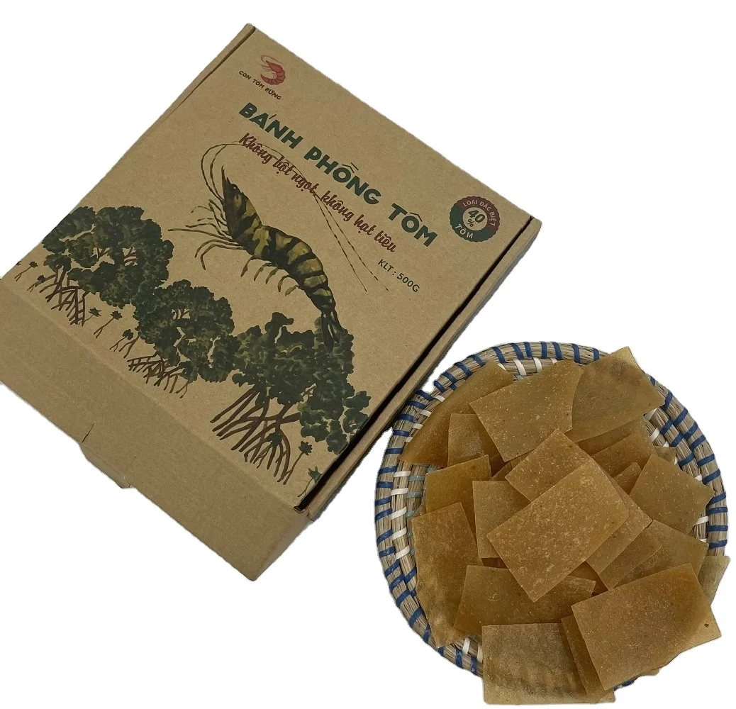 Rectangle Fresh Meat Poultry Seafood Flavor Salty Taste CRISPY Seafood 9 Months Shelf Life 5kg Natural Shrimp Puff Cake