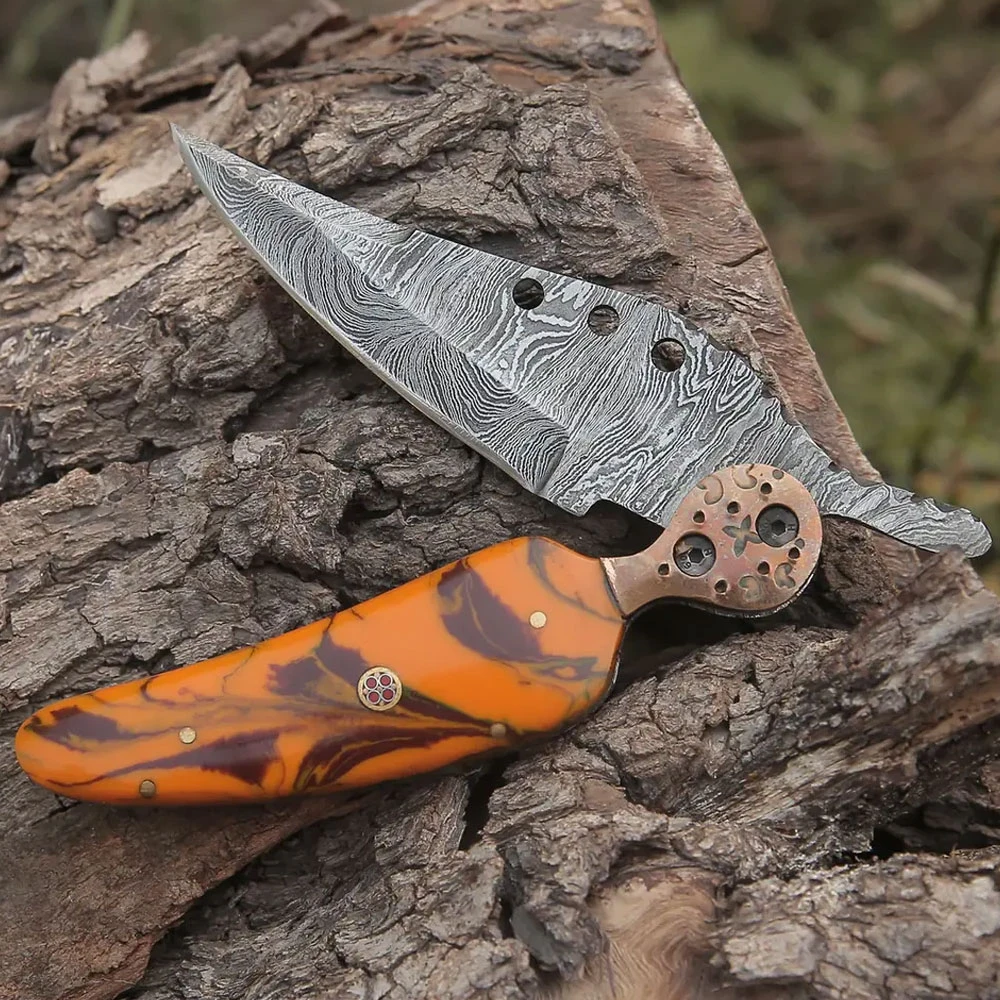 Customized Outdoor New Camping Folding Knife Multifunctional Foldable Knife with Leather Cover at cheap price OEM Service
