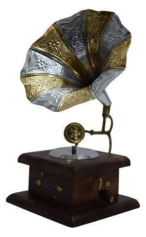 Unique Antique Craft Sheesham Wood Vintage Folding Dummy Gramophone   Handmade Royal and Vintage Dummy Wooden Brass Combination