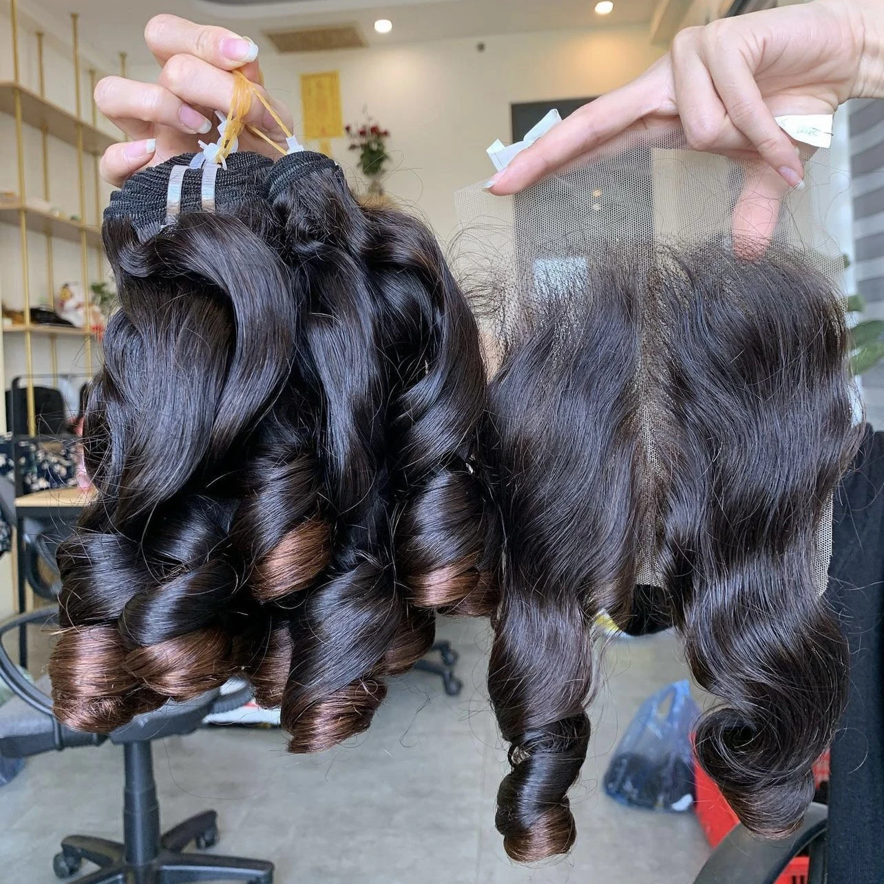 High Quality 4x4 New Hairstyle Ombre Natural Black Dark Brown 100% Vietnamese Human Hair Closure Long Straight Wigs Lace Toupee