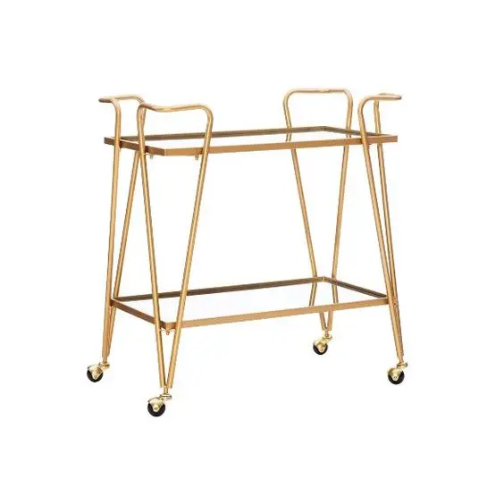 Rose Gold Finished Stainless Steel Frame 2 Tier Marble Slaves Food Serving Trolley Hot Selling Hotel Serving Accessories