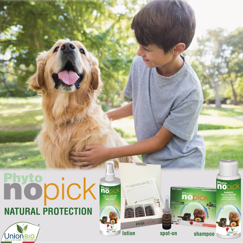 Top quality made in Italy plant based PHYTONOPICK shampoo natural repellent ticks and fleas for dog cat