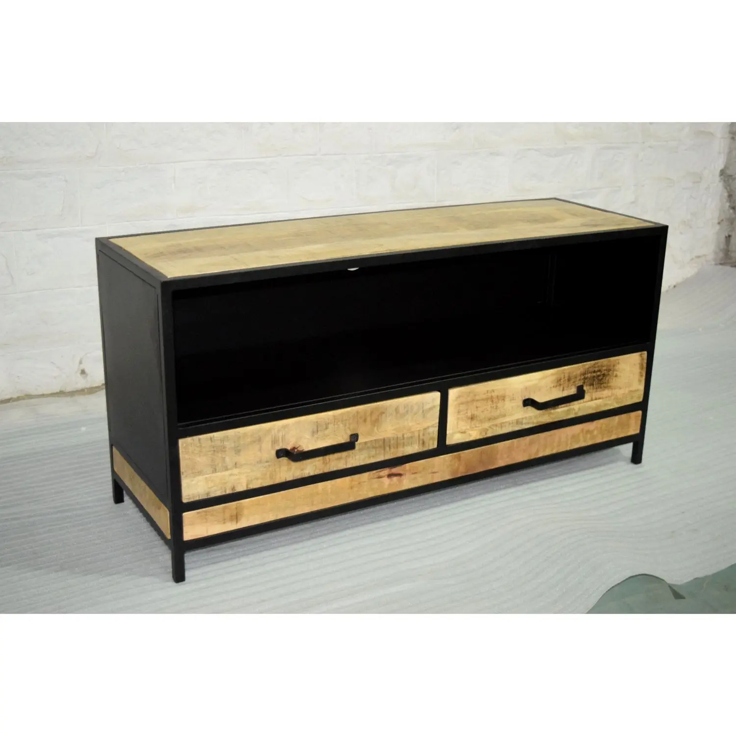 Latest Industrial Modern Iron Metal Wood Drawer Living Room Villa Apartment Entertainment Tv Stand Unit Cabinet