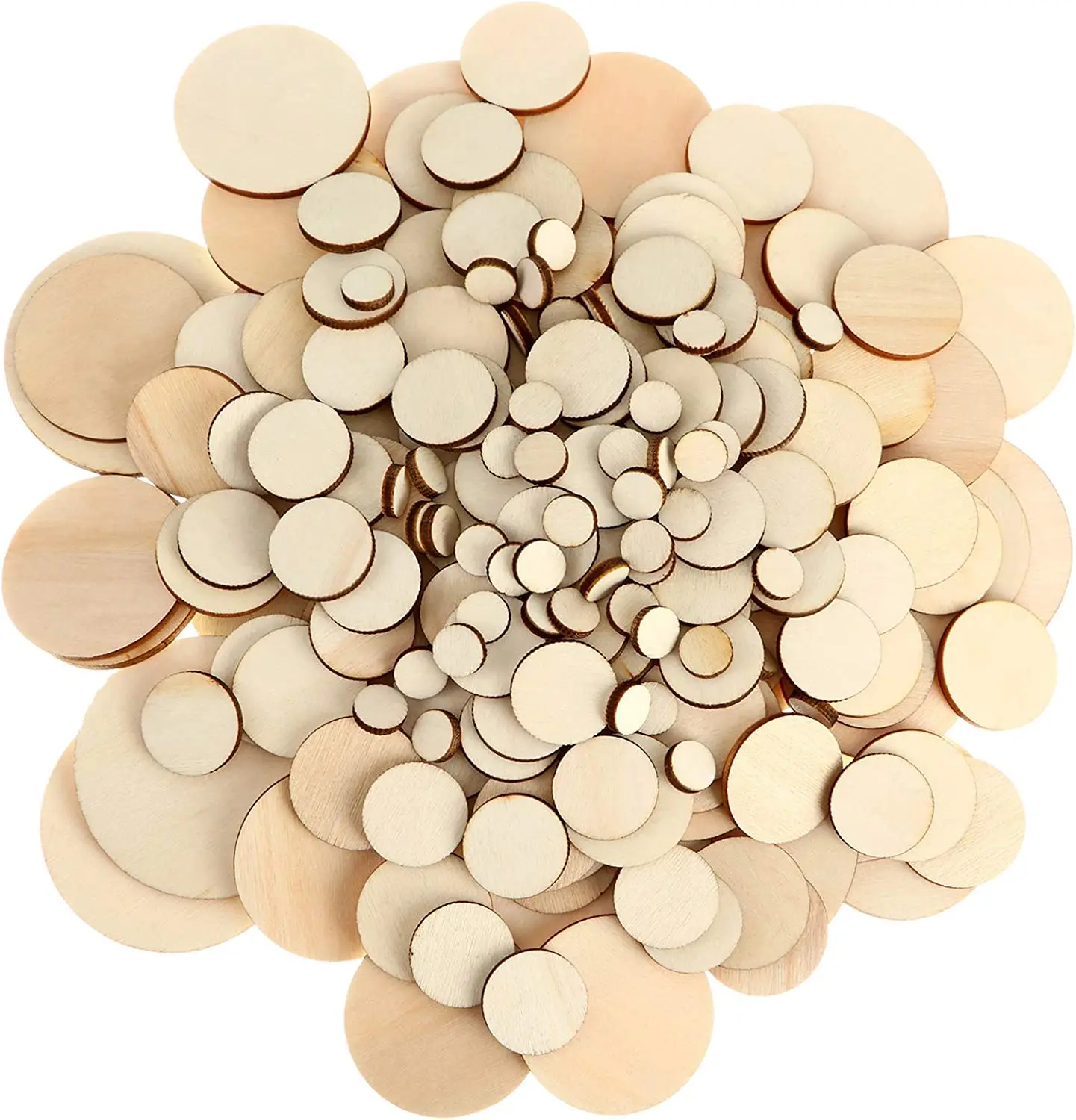 450 Pieces 5 Sizes Unfinished Wood Slices Round Wooden Circles for Wood Cutouts Christmas Ornaments for Craft and Decoration