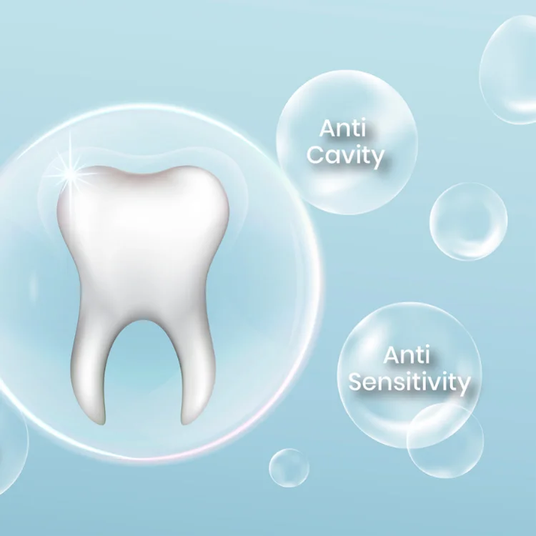 counteract dental erosion blue translucent shiny toothpaste mousse