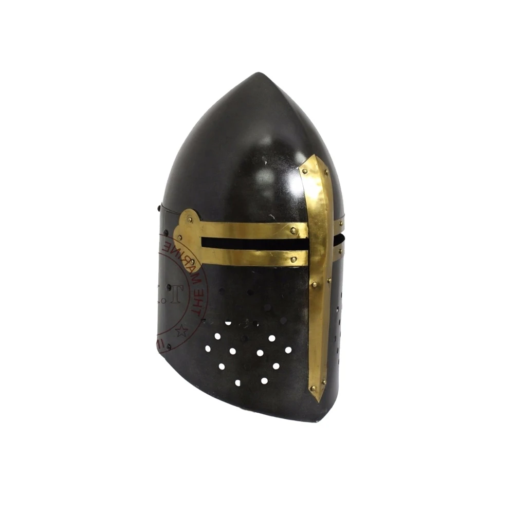 Черный Античный 18 калибр твердый стальной армированный шлем ручной работы средневековый для костюма на Хэллоуин театральный ролевой доспех.