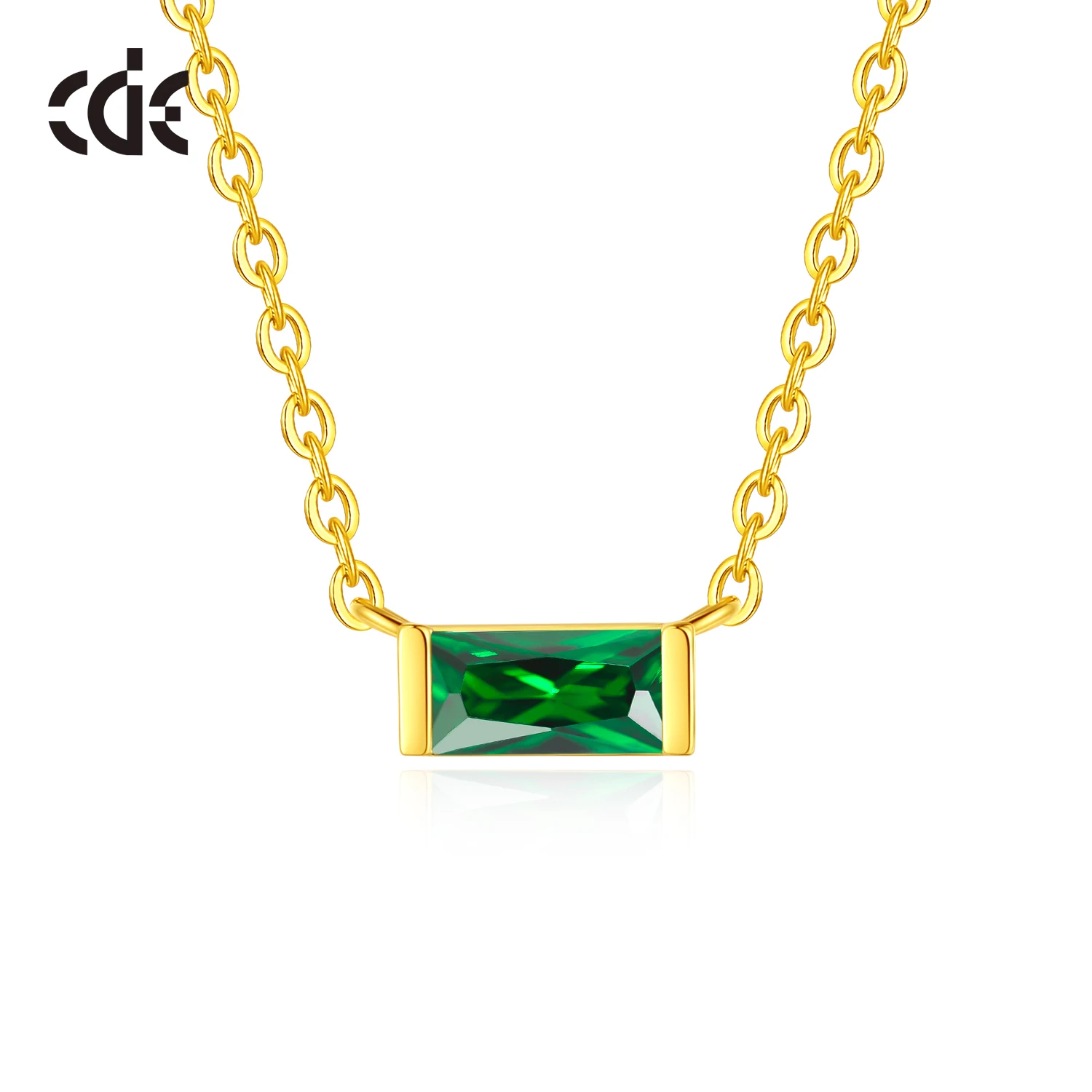 CDE YN1195 Wholesale Silver Jewelry 925 Sterling Silver Necklace Square Zircon CZ Fashion Rhodium Plated Necklace