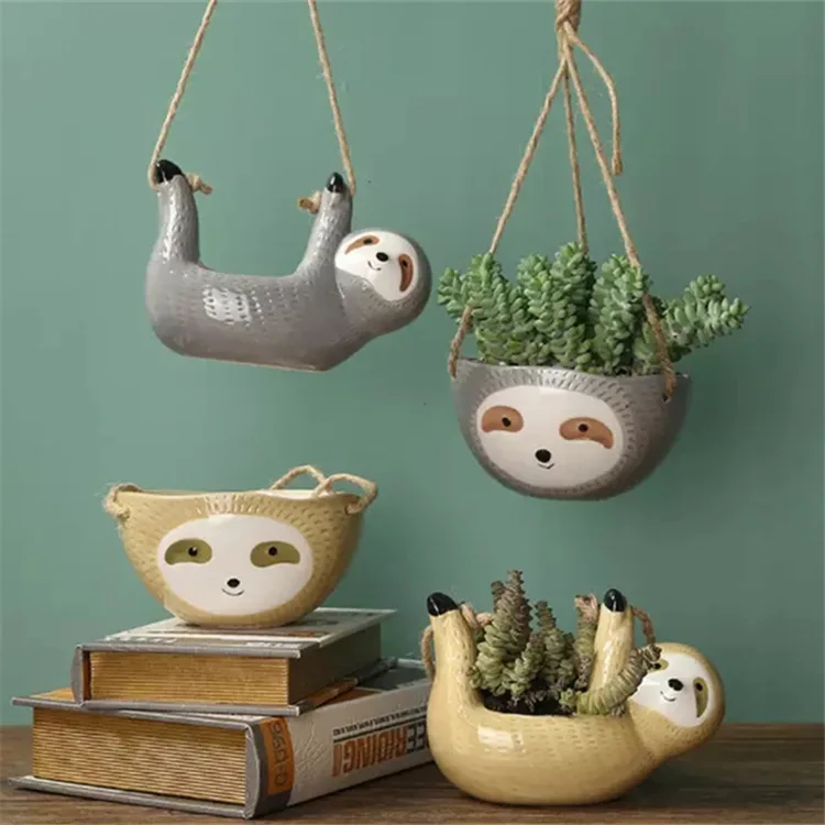 hot selling hanging ceramic large diameter succulent pot special stone flower pot