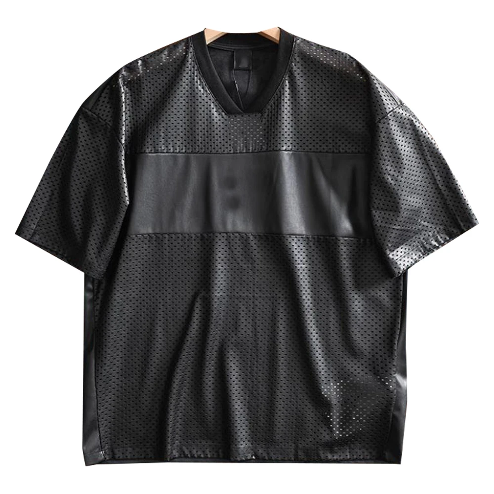 microfiber new Design High quality men Tee Black T Shirt Oversize Unisex Plain Leather High Quality Black T Shirt