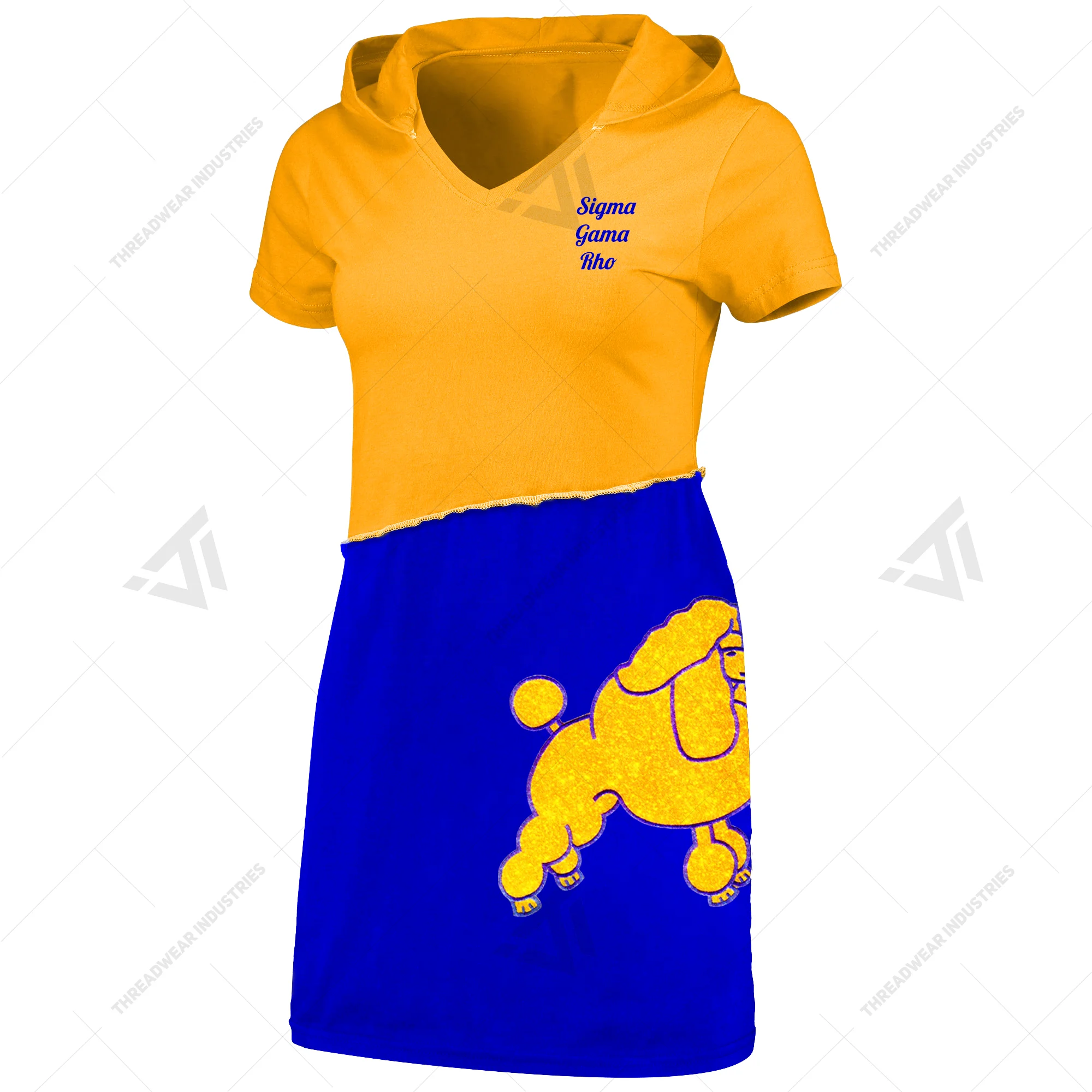 Custom Wholesale Glitter Printed Sigma Gamma Rho Sorority Hooded Fall Dress