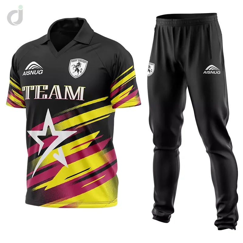 New Model Design Custom Cricket Jerseys Black Tennis Shirt with Numbers Full Hand Team Manufacturer pakistan Cricket Uniforms