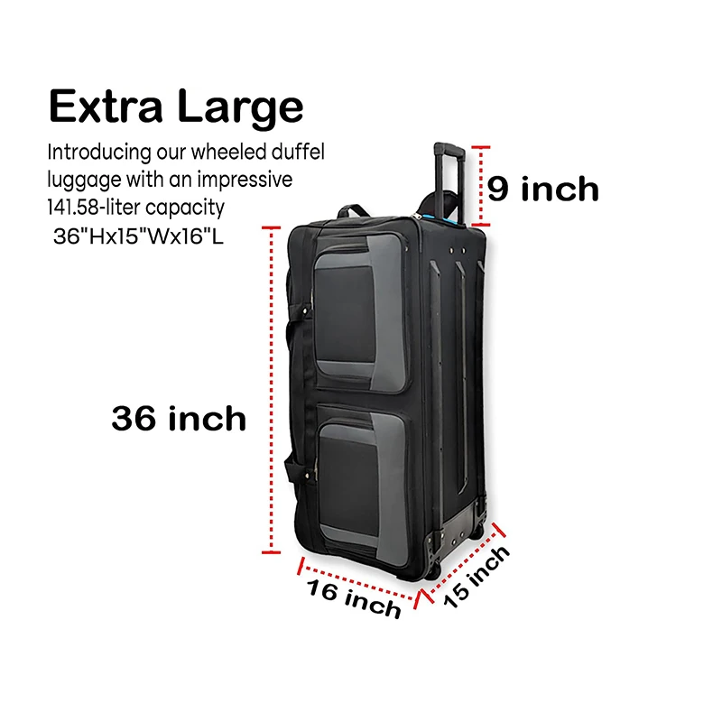 2023 Hot Selling Factory Custom Large Capacity Waterproof Trolley Luggage Rolling Bag Travel Duffel Bag with Durable Wheels