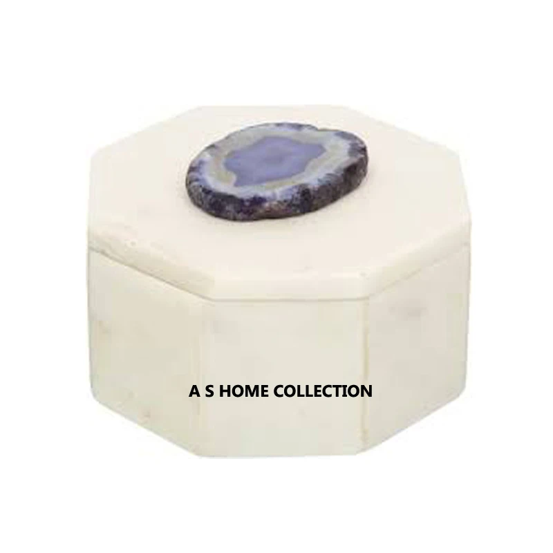 Solid Marble Trending Design Square Shape Watch Box Handmade Medium Size White Marble Jewellery Storage Box
