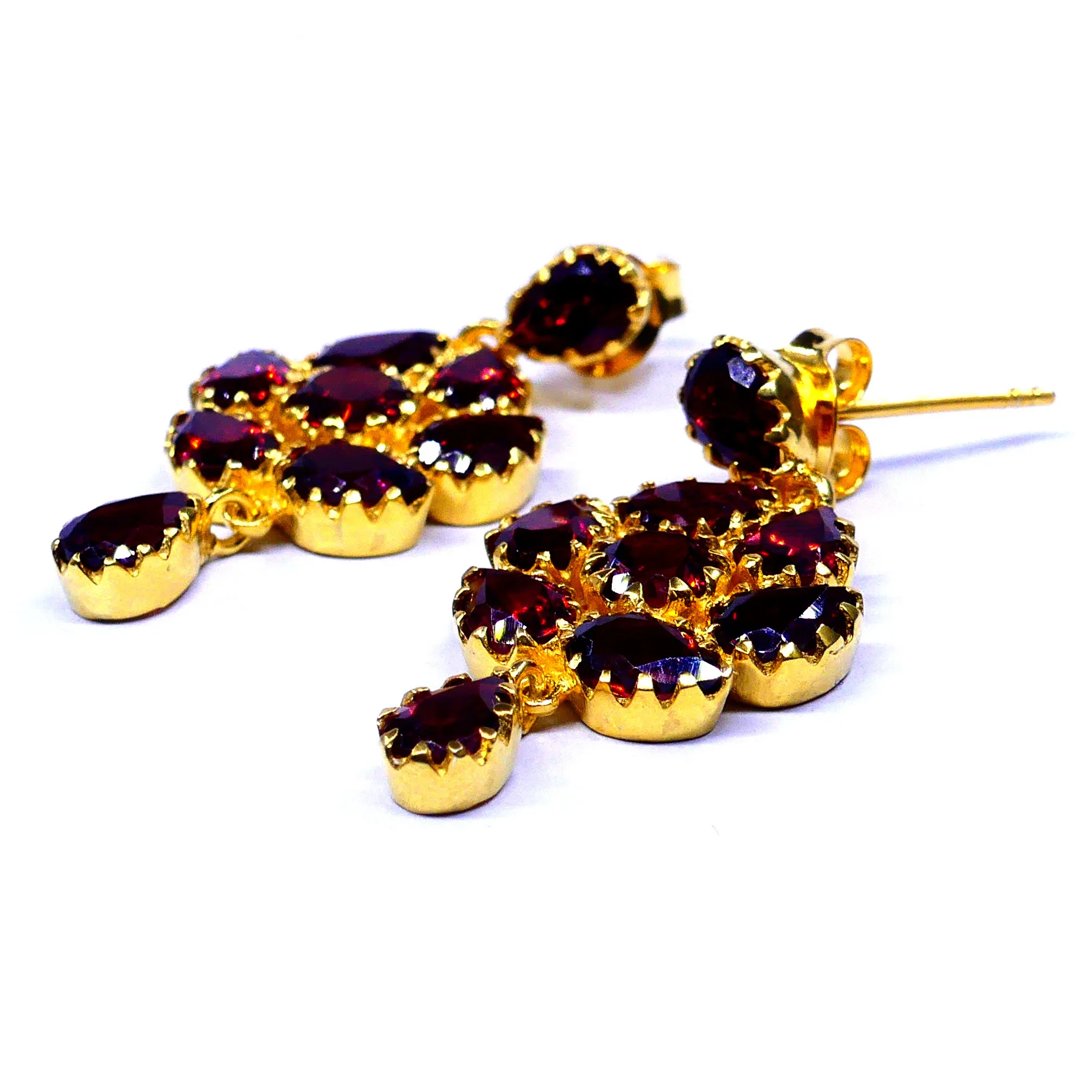 Traditional Sterling Silver 925 Handmade Party Wear Garnet Gemstones Elegant Women Wear Wedding Earrings