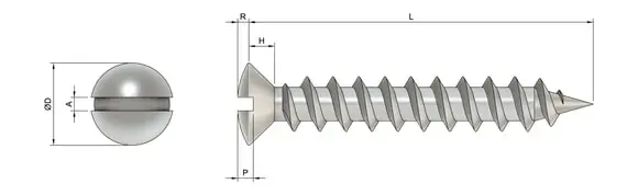 Slotted Raised Countersunk Head Tapping Screws Slotted Raised Countersunk Self Tapping Screws DIN 7973C Stainless Steel